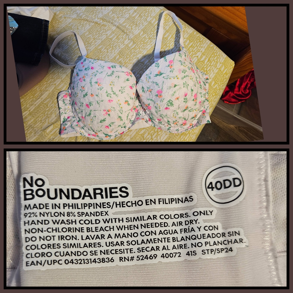 No Boundaries White Bra with Floral Design